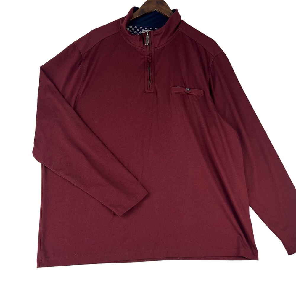 Age of Wisdom 1/4 Zip Mens XXLMaroon Stretch Pullover Sweater Sweatshirt Casual